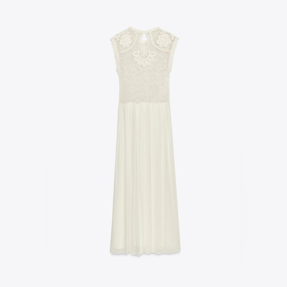 ZARA Embroidered Crochet Combination Dress. Zw Collection - Picture 6 of 10